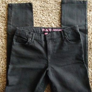 Children's Place girls black super skinny jeans